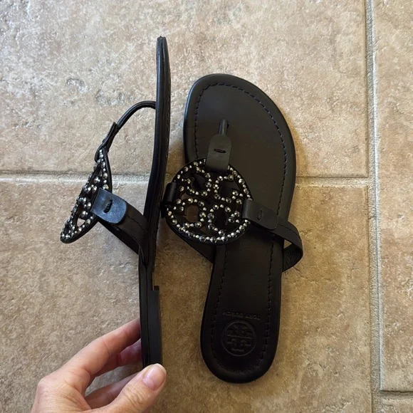 Tory Burch Miller Black Sandals with Embellished Detail 6.5 - Picture 2 of 5